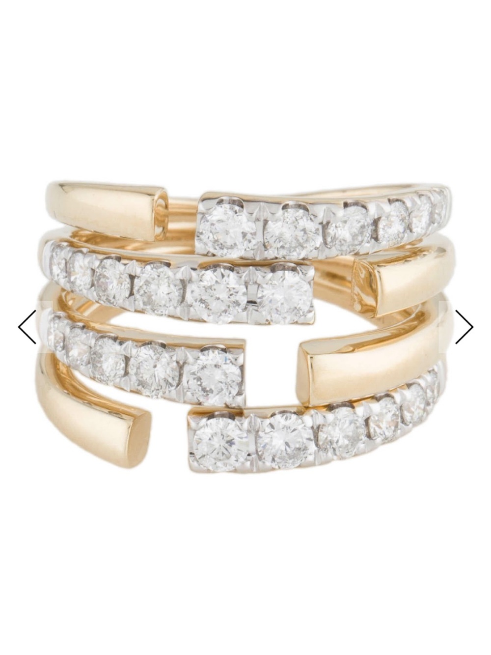 14 Ct Gold Multi-Band Custom Diamond Statement Ring - sz 7